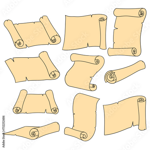 Set of papyrus scroll vector	
