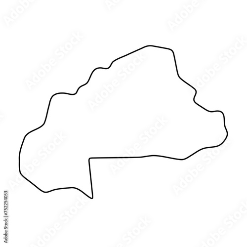 Burkina Faso country simplified map. Thin black outline contour. Simple vector icon