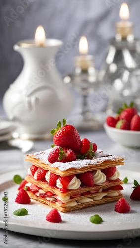 featuring Pied    Terre   s Strawberry Millefeuille crafted in molecular kitchen style  beautifully decorated with intricate details
