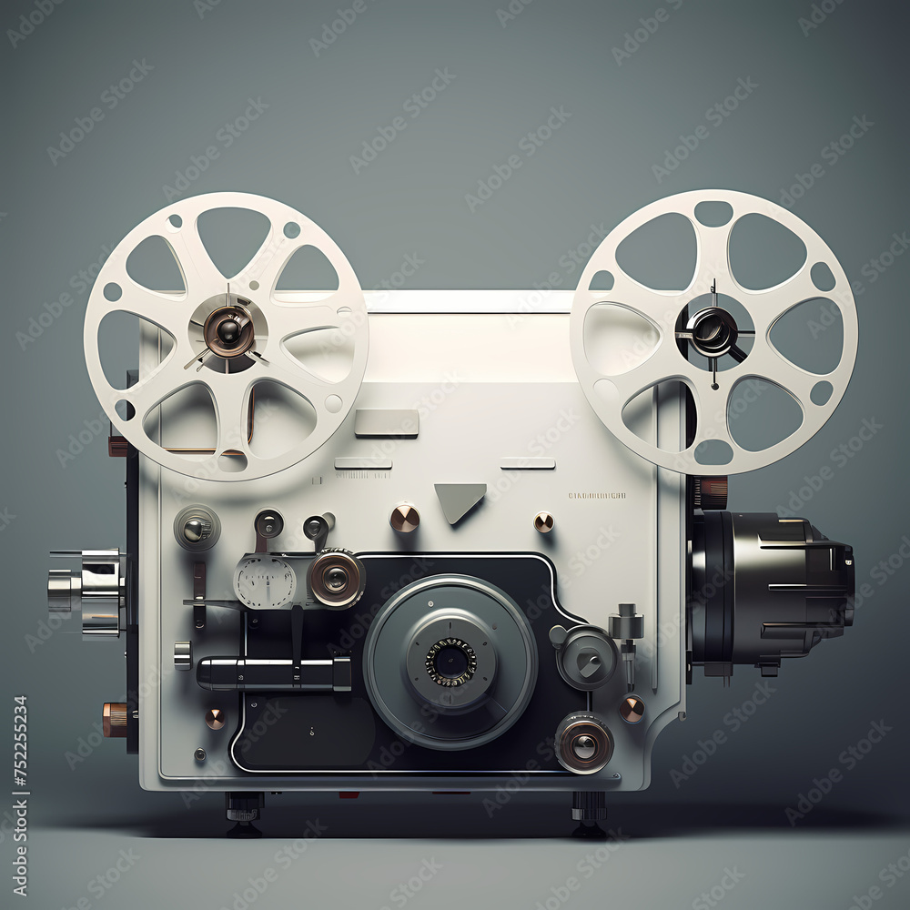 Vintage film projector with a blank screen.