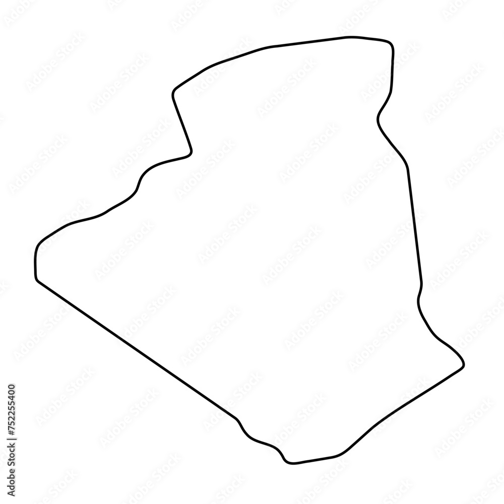 Algeria country simplified map. Thin black outline contour. Simple vector icon Algeria country simplified map. Thin black outline contour. Simple vector icon