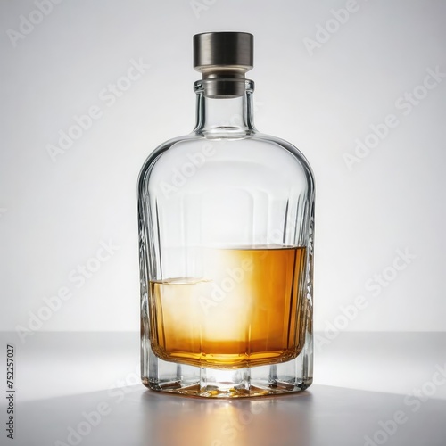 bottle of whiskey on white 