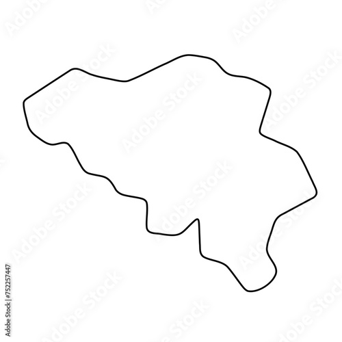 Belgium country simplified map. Thin black outline contour. Simple vector icon