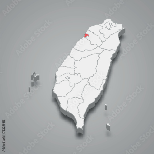 Hsinchu City division location within Taiwan 3d map