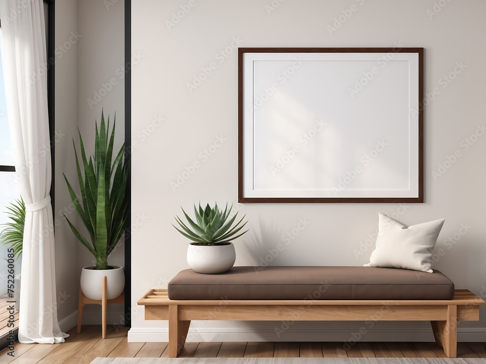 Mockup poster frame in modern room interior background, home mockup frame Mockup poster frame in modern room interior background, home mockup frame