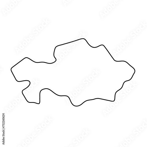Kazakhstan country simplified map. Thin black outline contour. Simple vector icon