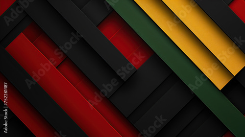Abstract geometric black, red, yellow, green color background. Black History Month color background generative ai