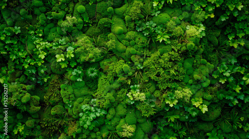 Lush green moss and plants. Seamless repeating texture. 