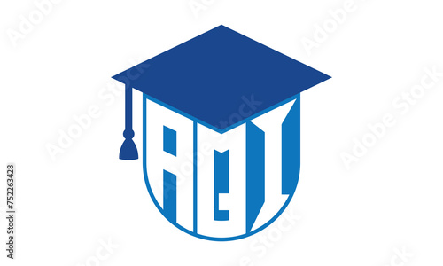 AQI initial letter academic logo design vector template. school college logo, university logo, graduation cap logo, institute logo, educational logo, library logo, teaching logo, book shop, varsity
