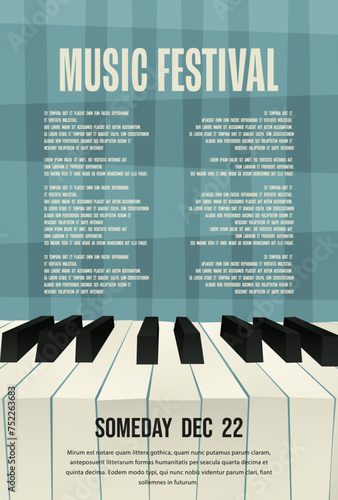 Music festival vector template. Classical music editable flyer with copy space. © Richard Laschon