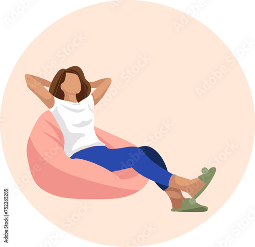 woman resting in a bean bag chair