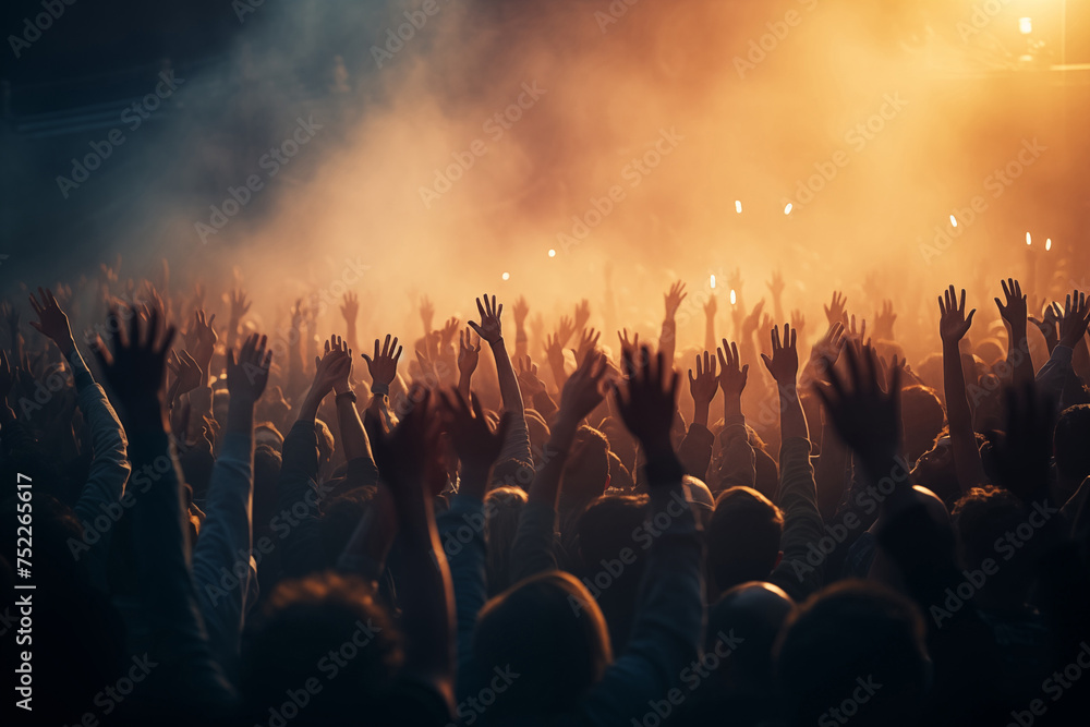 Atmospheric background with a crowd of people hanging out at a concert