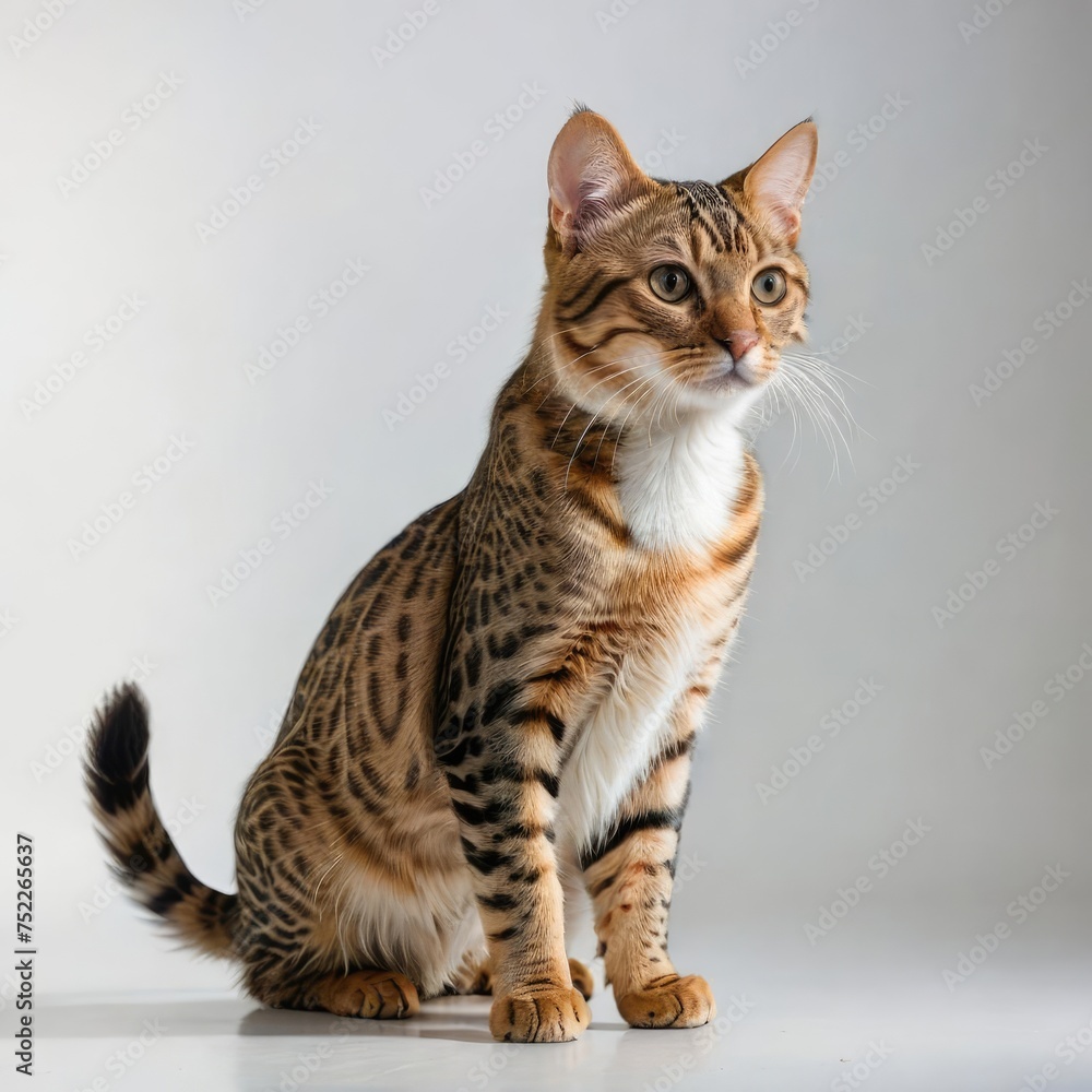 Abyssinian cat on white
