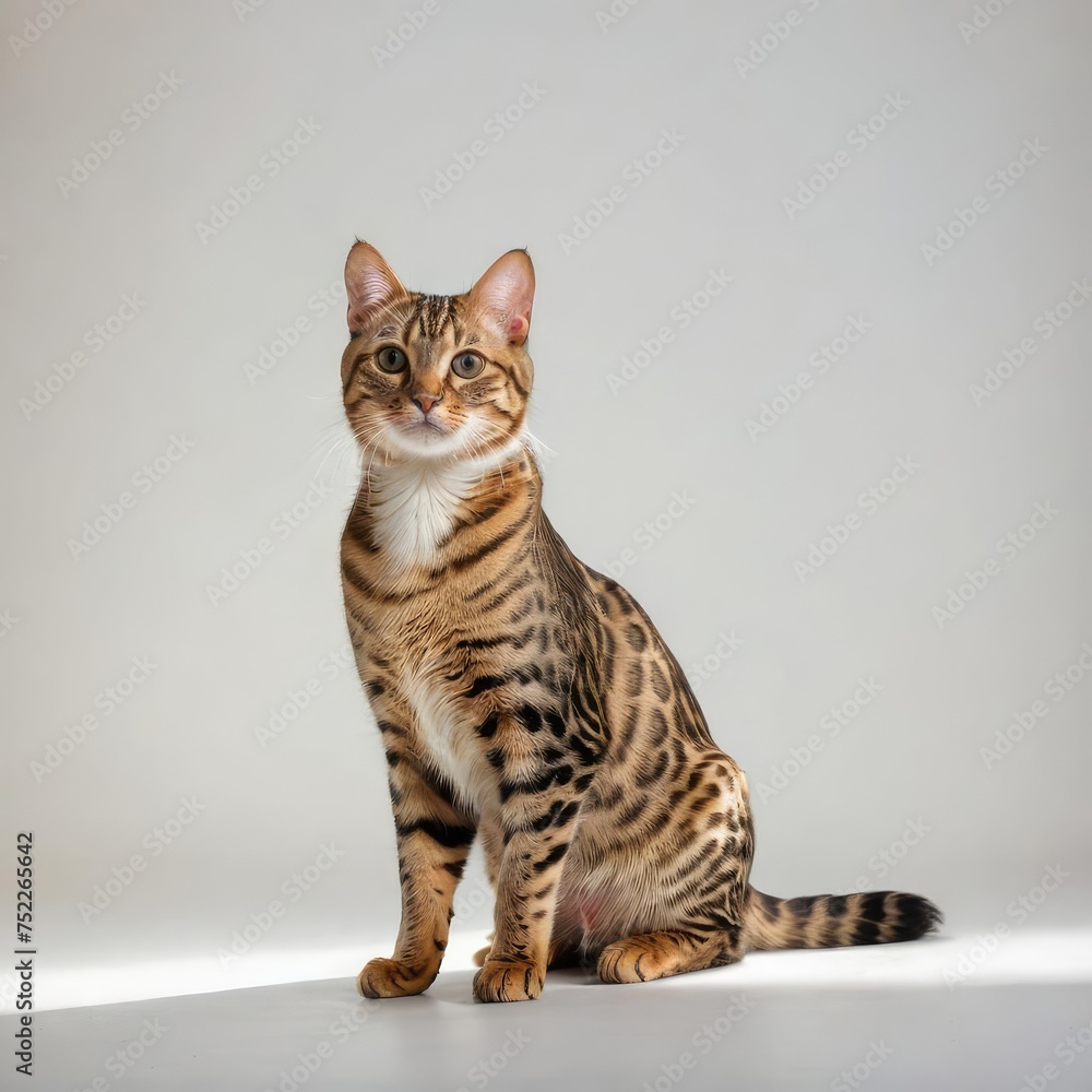 Abyssinian cat on white
