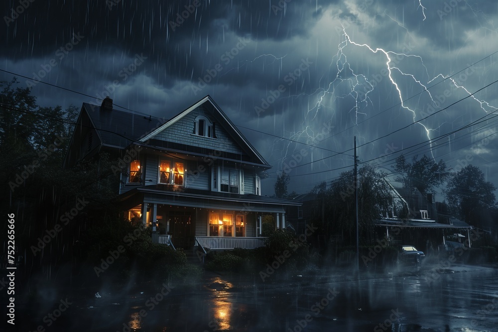 Fototapeta premium House standing strong in the storm