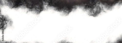 Magic Black Smoke Frame On White Background. Abstract Black Cloud With Space, Nebula, Pollution, Dust. Digital Art, RGB Display P3, Procreate Pocket