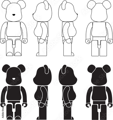 bear brick constructor figurines black and white