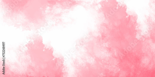 Fantasy light red, pink shades watercolor background. light pink and white colors background for design subtle color. Soft pink grunge background frame plane sky view with stars and sunset © Ayaz