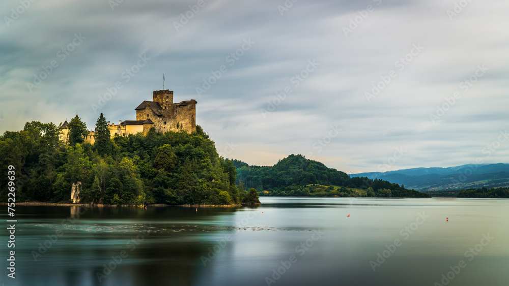 Czorsztyn Castle in Niedzica, Poland - a panoramic view of a castle on the lake