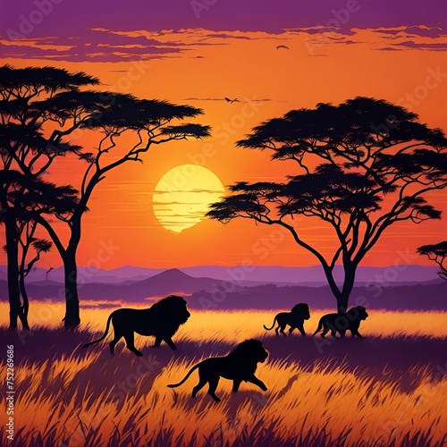 animals in the sunset