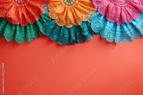 Festive Cinco de Mayo backdrop adorned with vibrant decorations and ample copy space  minimalist 