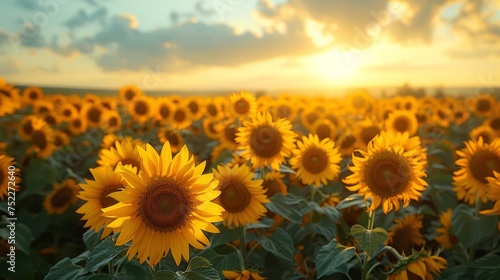 Sunflowers Field at Sunset