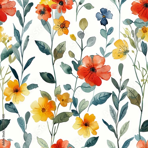 watercolor illustration of floral pattern . ai generated