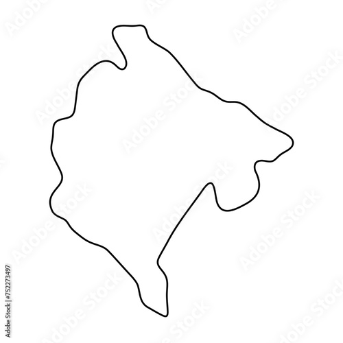 Montenegro country simplified map. Thin black outline contour. Simple vector icon