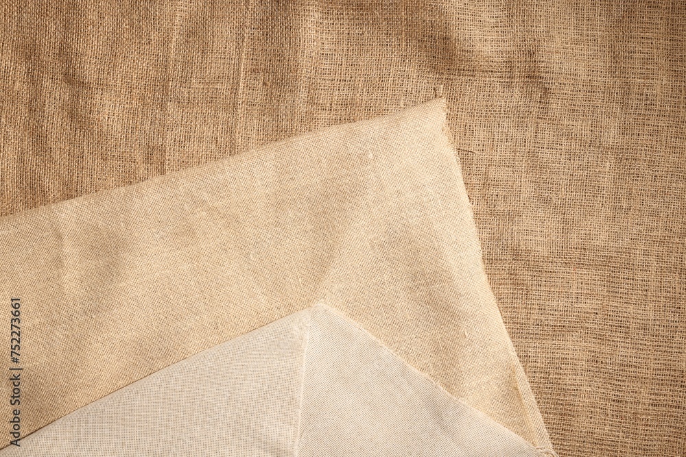 Texture of natural burlap fabric as background, top view Texture of natural burlap fabric as background, top view