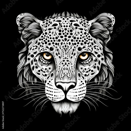 Leopard Mandala Style Illustration, black and white © Michael Böhm
