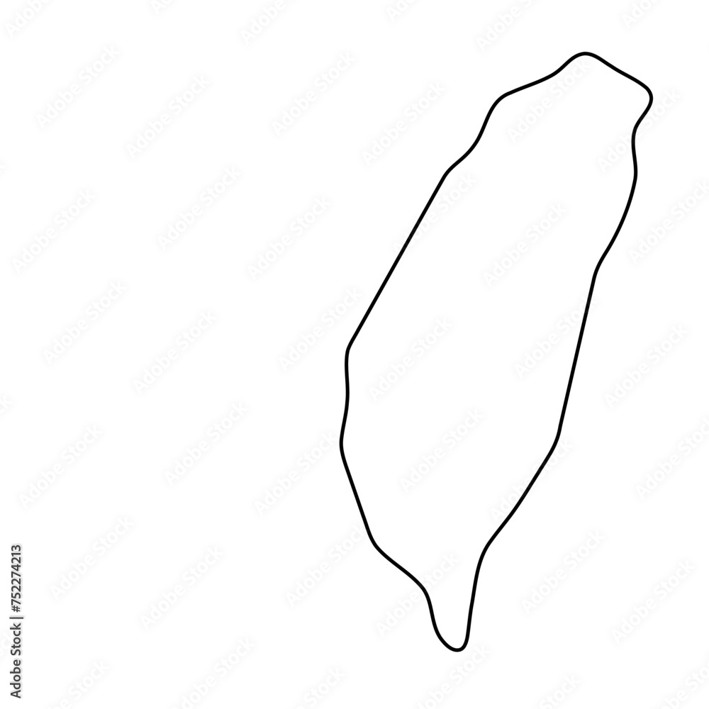 Taiwan country simplified map. Thin black outline contour. Simple vector icon Taiwan country simplified map. Thin black outline contour. Simple vector icon