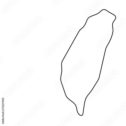 Taiwan country simplified map. Thin black outline contour. Simple vector icon