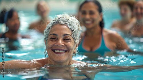 smaily Active mature women enjoying aqua gym class in a pool,  © Edgar Martirosyan