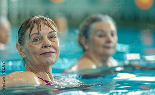 smaily Active mature women enjoying aqua gym class in a pool,  © Edgar Martirosyan
