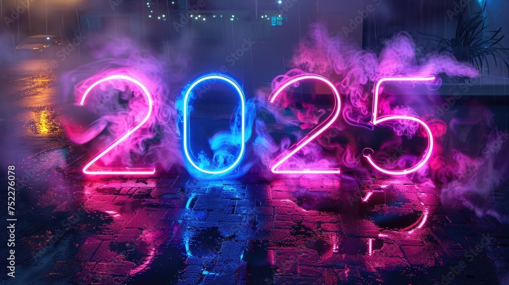 Obraz premium 2025 year text modern lettering, trendy design 