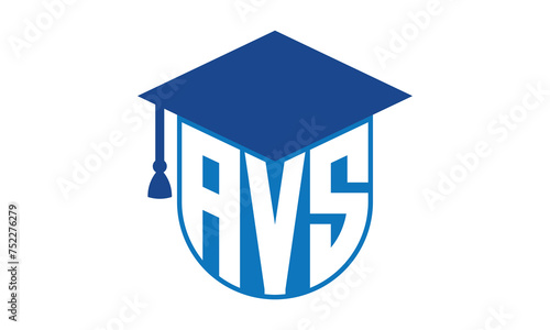 AVS initial letter academic logo design vector template. school college logo, university logo, graduation cap logo, institute logo, educational logo, library logo, teaching logo, book shop, varsity photo