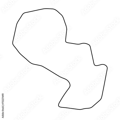 Paraguay country simplified map. Thin black outline contour. Simple vector icon