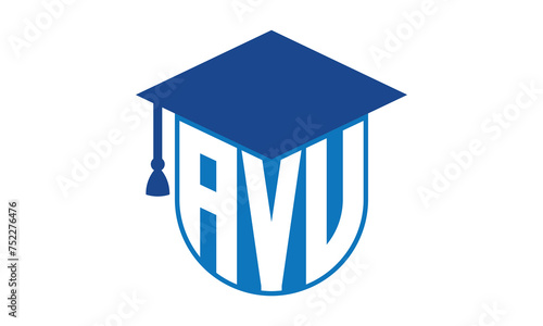 AVV initial letter academic logo design vector template. school college logo, university logo, graduation cap logo, institute logo, educational logo, library logo, teaching logo, book shop, varsity photo