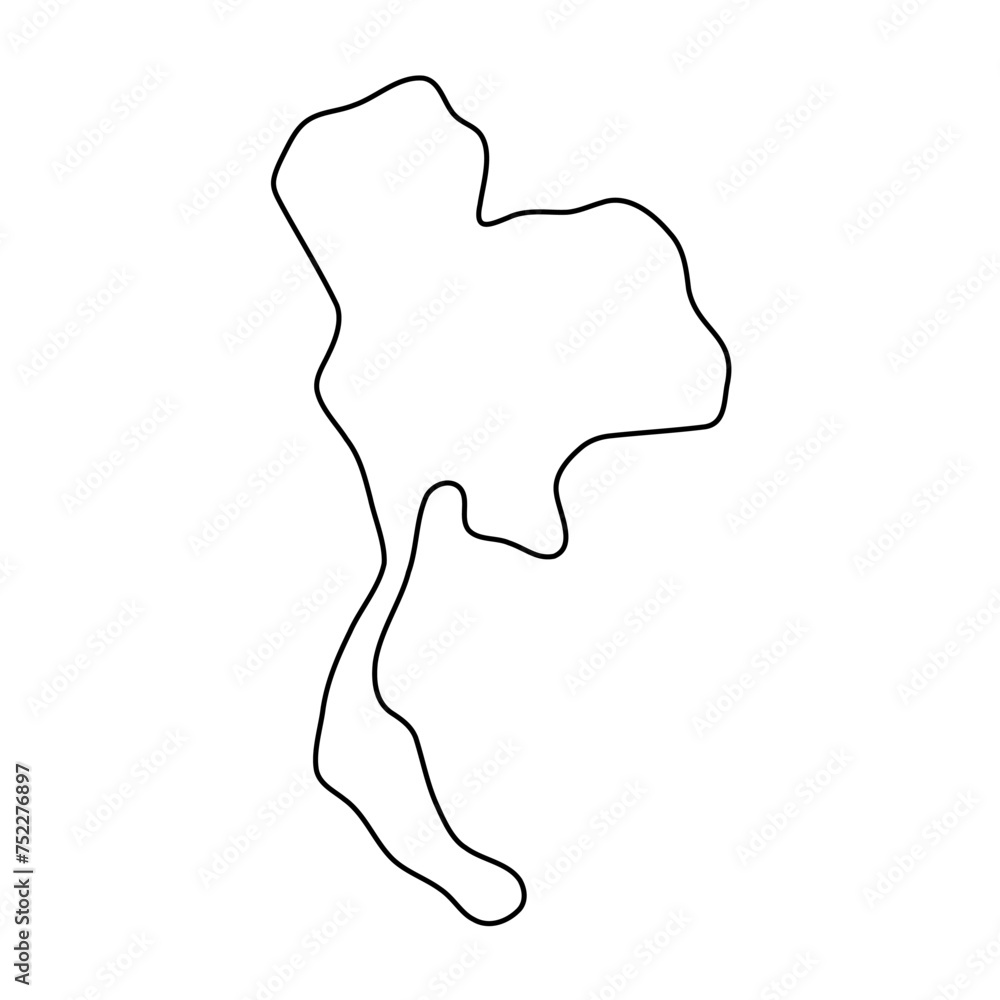 Thailand country simplified map. Thin black outline contour. Simple vector icon Thailand country simplified map. Thin black outline contour. Simple vector icon