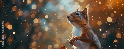 Curious squirrel cosmonaut gazes with wonder at the vastness of space. Concept Nature, Wildlife, Astronaut, Space, Curiosity