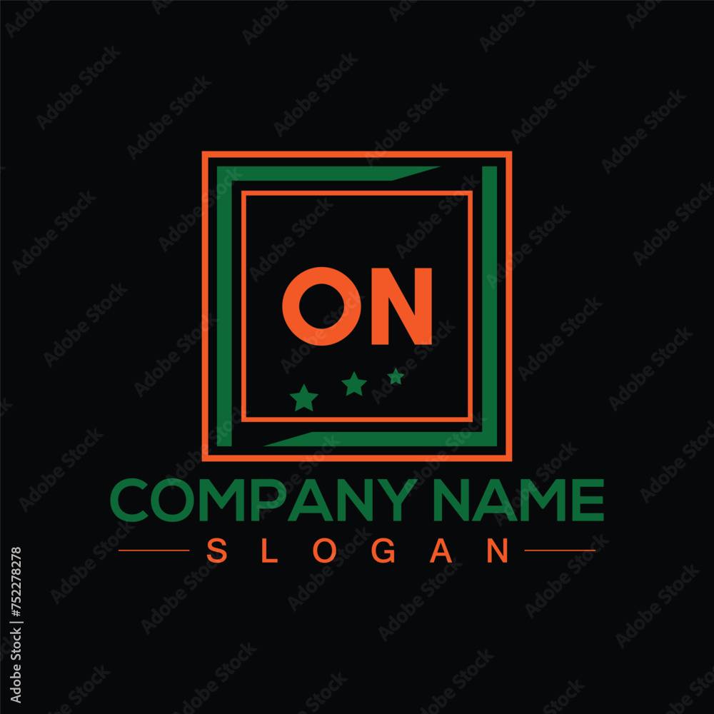 Handwritten ON letters logo design with vector