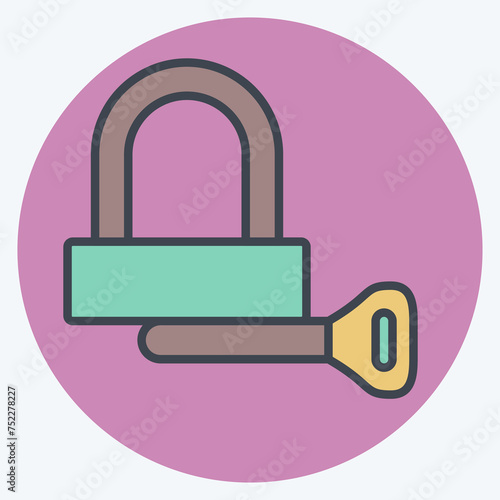 Icon Padlock related to Bicycle symbol. color mate style. simple design editable. simple illustration