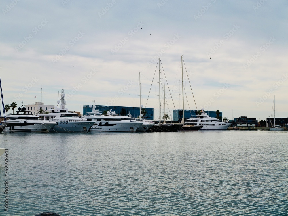 Boats in the harbor of Marina Port Tarraco, Tarragona, Mediterranean sea cost of Spain