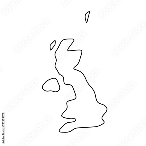 United Kingdom of Great Britain and Northern Ireland country simplified map. Thin black outline contour. Simple vector icon