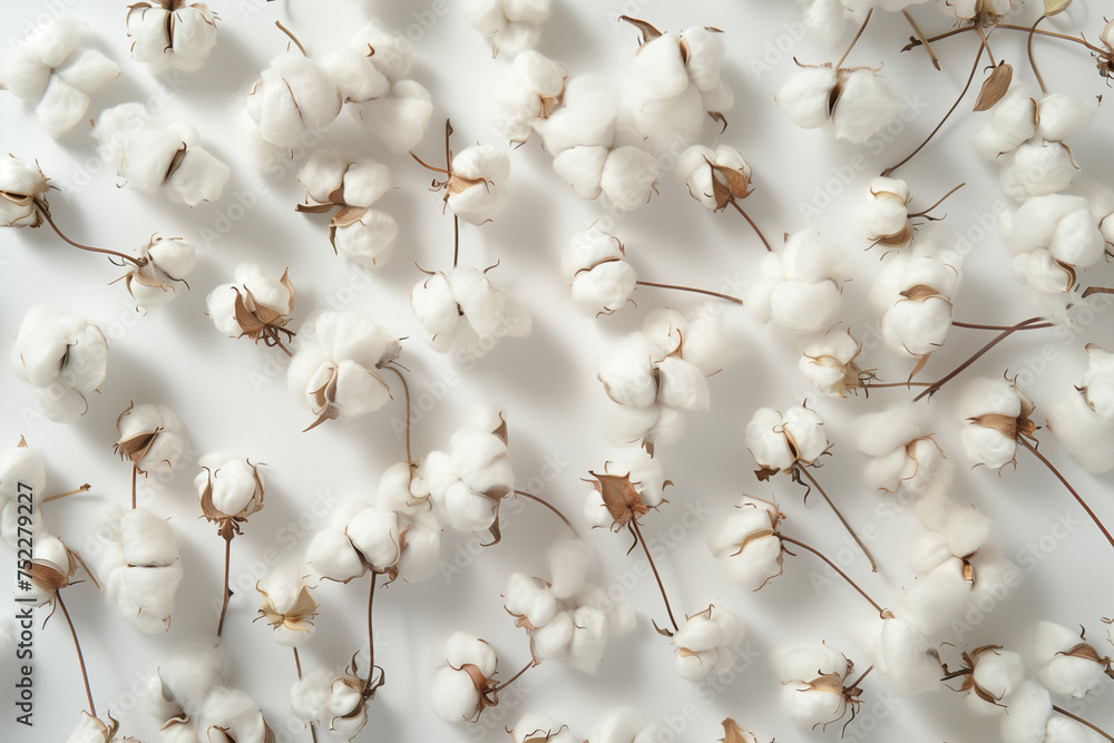 illustration of cotton flowers background. Created with Generative AI