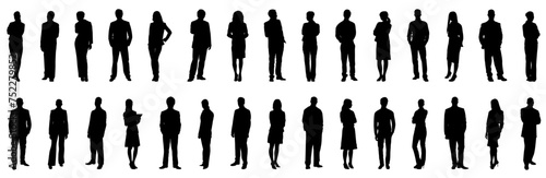 silhouettes of people working group of standing business people vector illustration on isolated white background