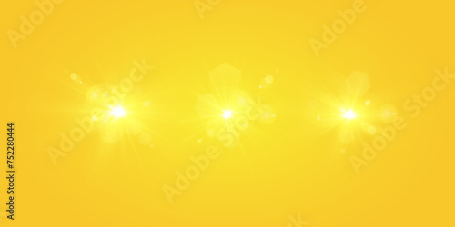 Warm sun on a yellow background. Leto.bliki solar rays.Оrange yellow background.