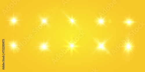 Warm sun on a yellow background. Leto.bliki solar rays.Оrange yellow background.