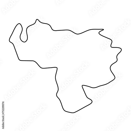 Venezuela country simplified map. Thin black outline contour. Simple vector icon