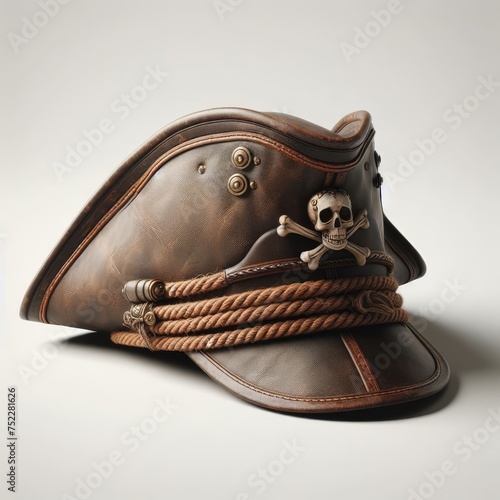 leather pirate hat on white